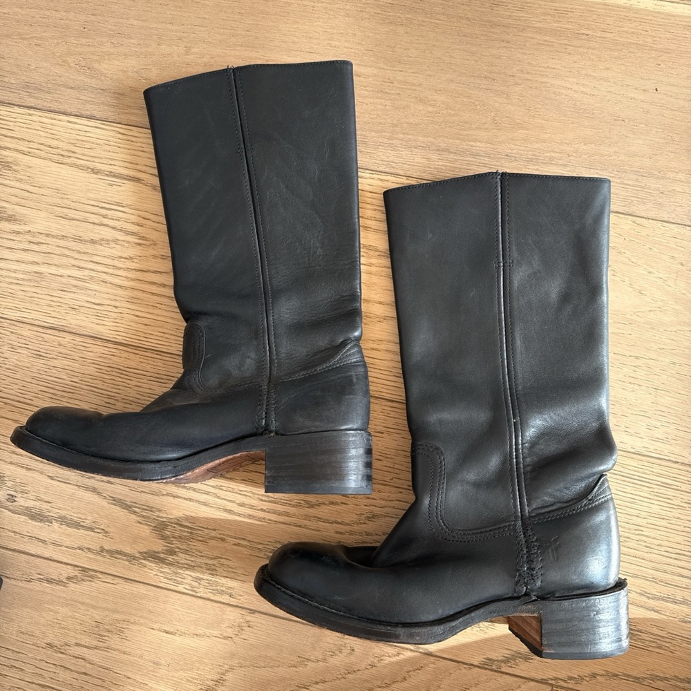 Frye Black Leather Campus Boots size 8